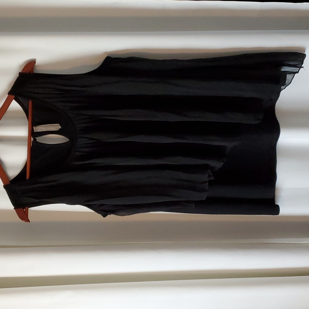 Pennington's Black Tank with Asymmetrical Pleating 2X